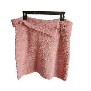 Pink  Mini Skirt  Size L | Wool Blend Gold Link Chain | Wild Fable